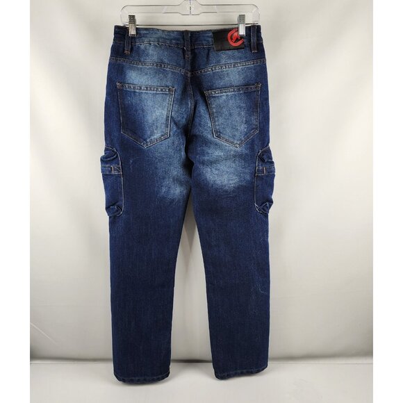 ECKO Unltd Jeans Mens 29 Blue Loose Cargo Distressed Denim (29x30) NWT - Picture 10 of 15